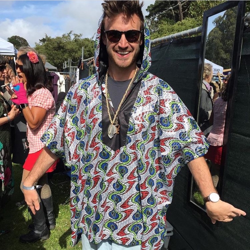 Festival African wax print poncho